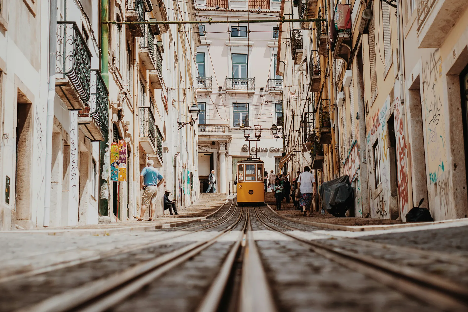Portugal Town with Tram Image Portugal Town with Tram Image