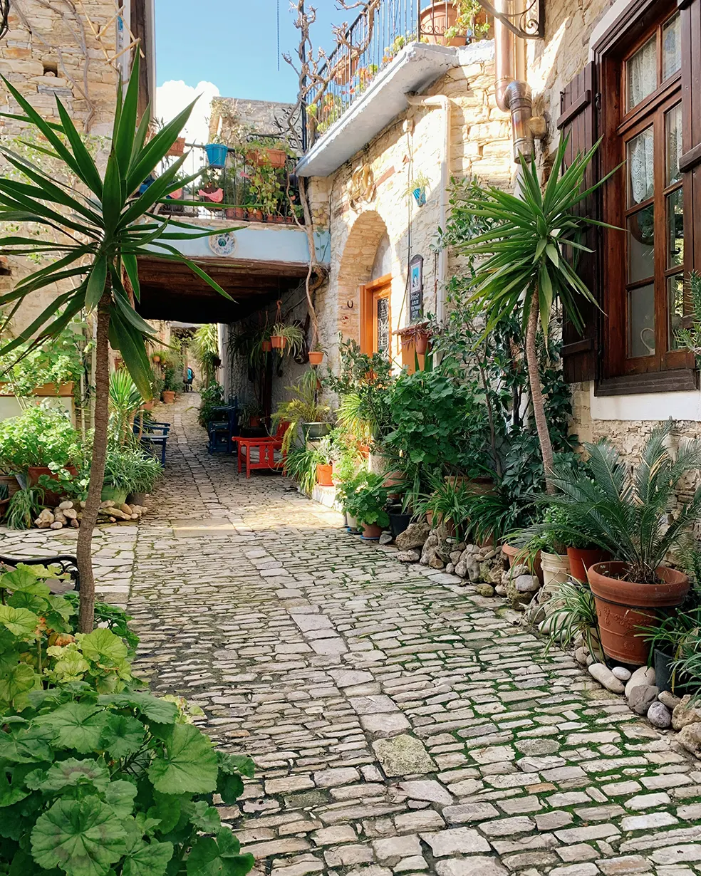 Cobbled road in a traditional Cyprus town